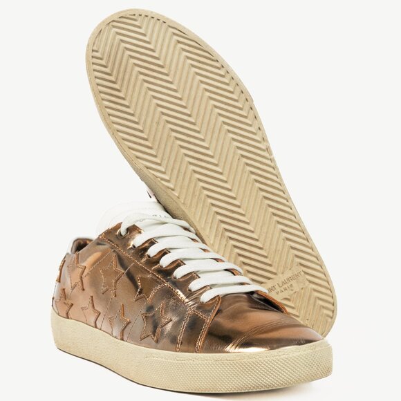 Saint Laurent SL/06 Gold Patent Star Low-Top Sneakers - Picture 4 of 12